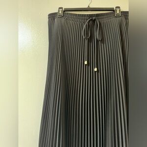 Black Pleated Midi Skirt